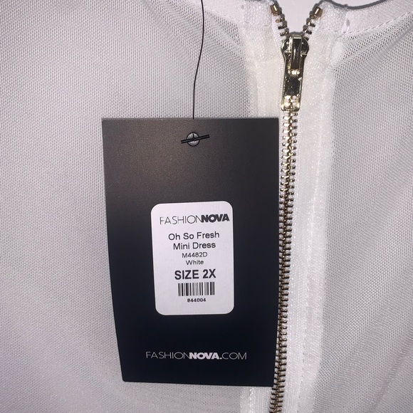 Fashion Nova Ruched White Oh So Fresh Mini Cocktail Dress Size 2X - Picture 4 of 5